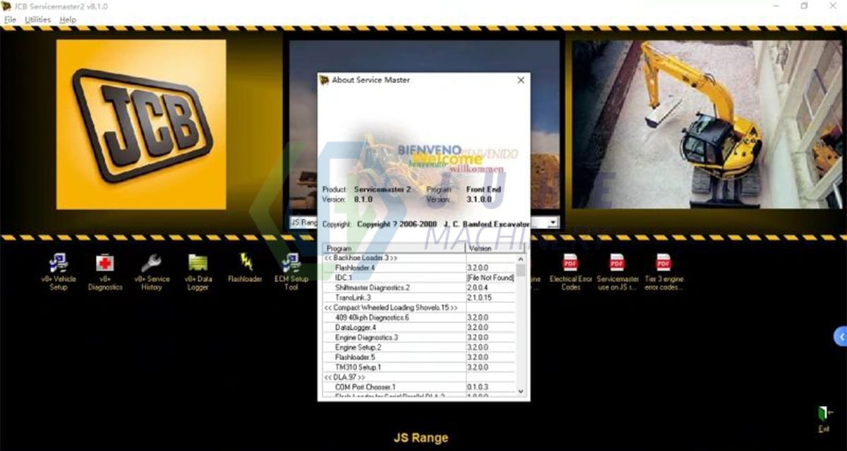 JCB Diagnostic Software Service Master 4 (23.27.7) for Excavators and Trucks DLA Interface Electronic Service Master 4