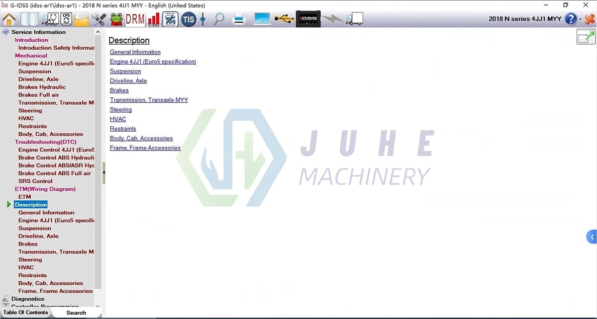 E-IDSS Excavator Diagnostic Scan